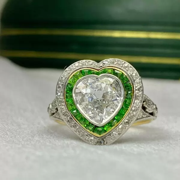 1.6ct Edwardian Heart Shaped Antique Diamond Ring -JOSHINY