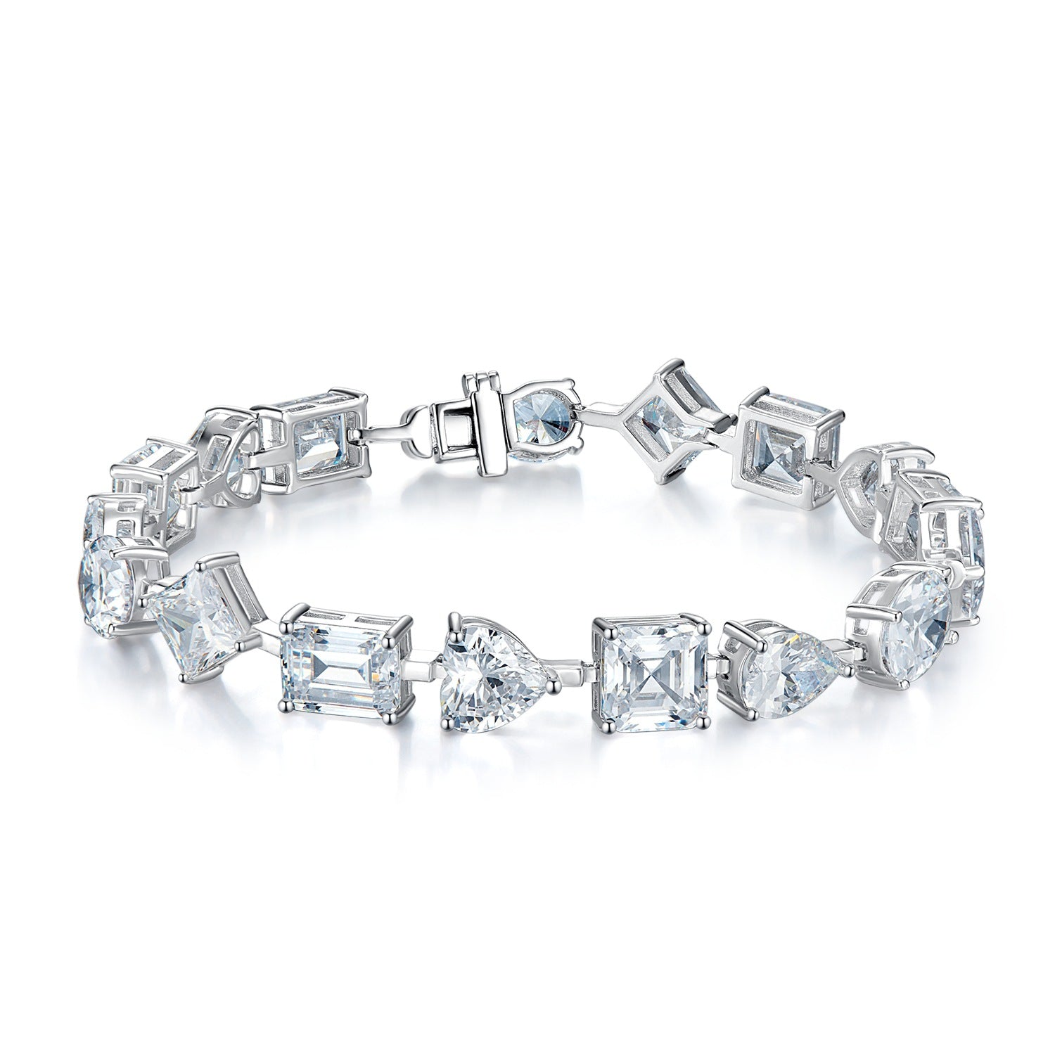 Stylish 16 ctw Multi-Cut White Gemstone Bracelet  -JOSHINY