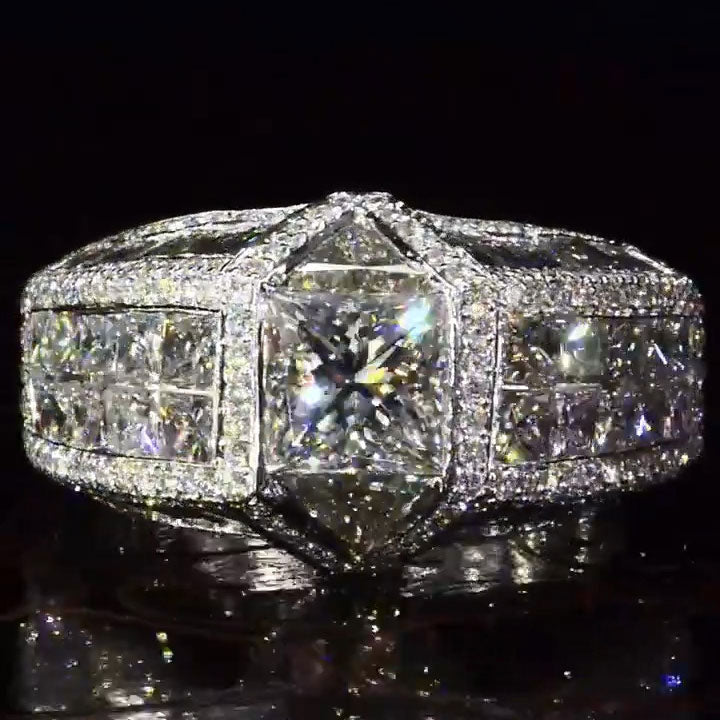 Unique 3.3ct Princess Square Diamond Ring -JOSHINY