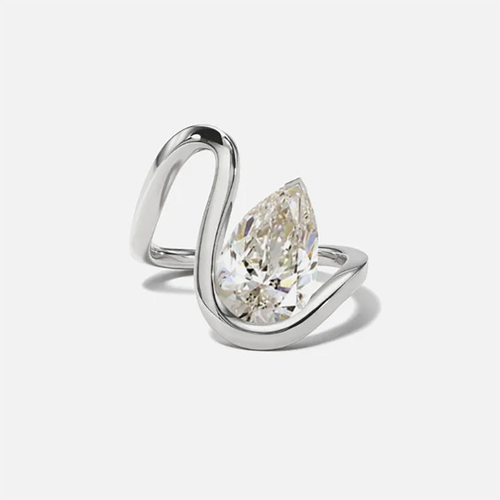 3ct Pear Cut Wave Engagement Ring -joshiny