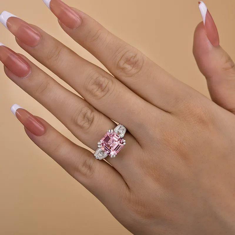 Deals 6ct Asscher Cut Pale Pink Ring