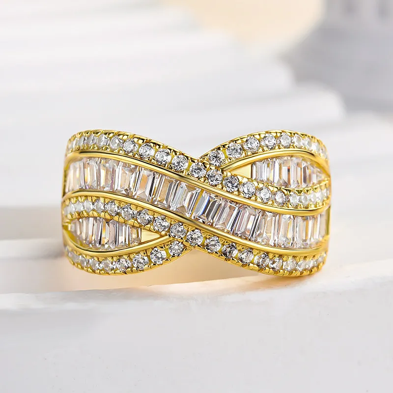 Emerald Cut Pave Charming Cross Wedding Band