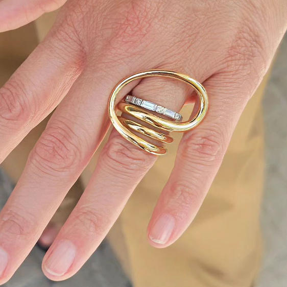 Stylish Minimalist Golden Geometric Ring -JOSHINY