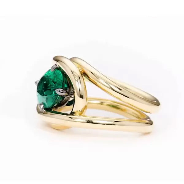 5.8ct Oval Cut Emerald Split Shank Engagement Ring