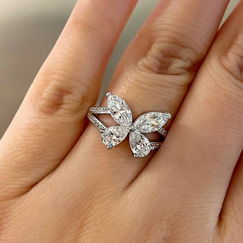 2.0ctw Butterfly Design Sterling Silver Promise Ring -JOSHINY