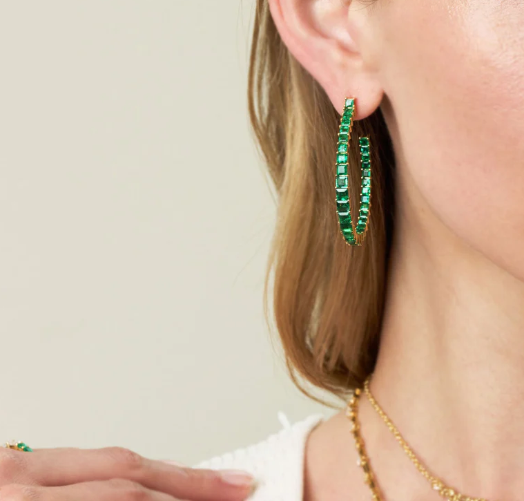 9.5ctw Emerald Halo Earrings