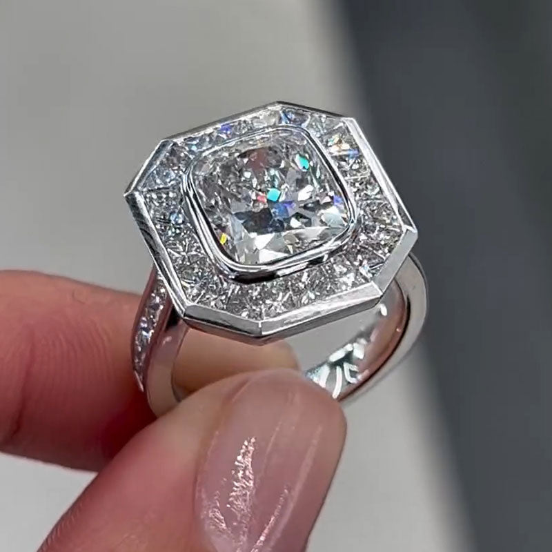 Elegant 4.13ct Radiant Cut Diamond Engagement Ring -JOSHINY