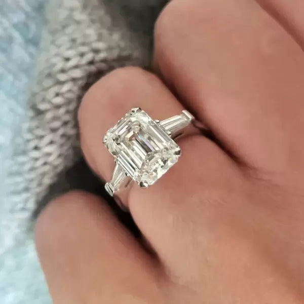 5 ctw Emerald Cut Three Stone Engagement Ring