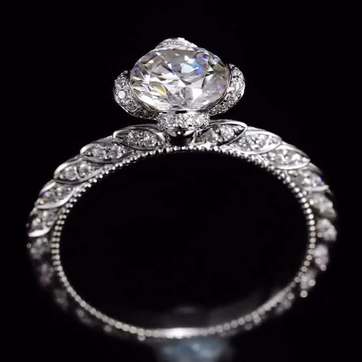 Charming 3.33ct Round Cut Flower Engagement Ring -JOSHINY