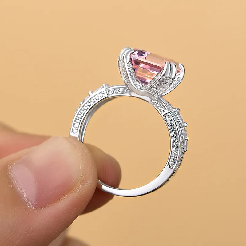 6ct Pink Morganite Square Cut Engagement Ring