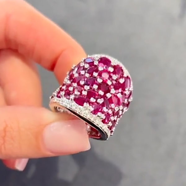 25ctw Oval Cut Ruby Saddle Ring -JOSHINY