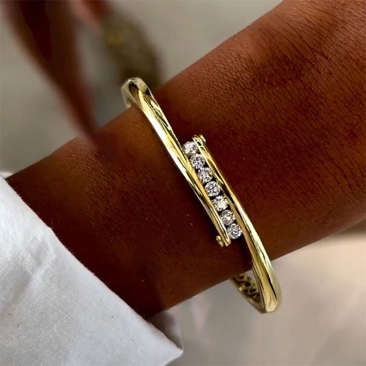 2.0ctw round cut gold bracelet with diamonds -JOSHINY