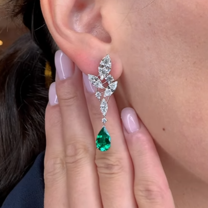 8ctw Pear Cut Emerald Geometric Earrings