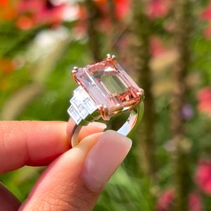 6.0ct Pink Morganite Step Ring -JOSHINY