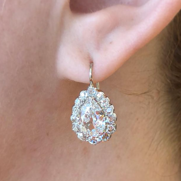 10 ctw Pear Cut White Gemstone Full Drop Earrings -JOSHINY