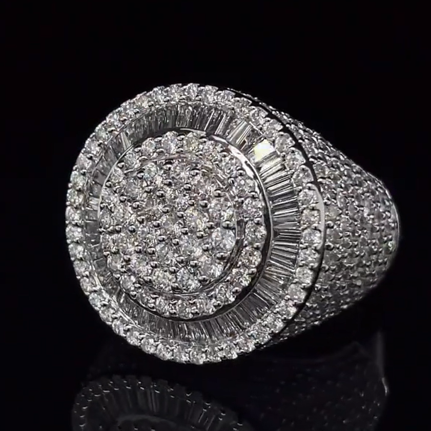 8 ctw Round Cut White Gemstone Full Seal Ring for Men and Women -JOSHINY