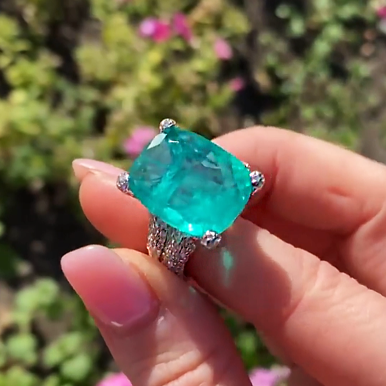 6 ctw Dream Cushion Cut Green Gemstone Cocktail Ring -joshiny