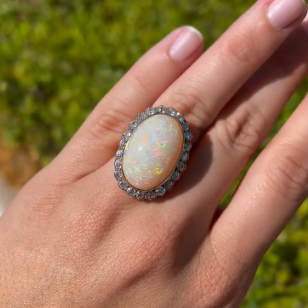 Classic 20 ctw White Opal Aperture Ring -JOSHINY