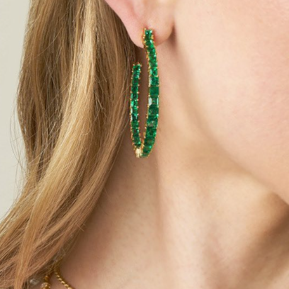 9.5ctw Emerald Halo Earrings