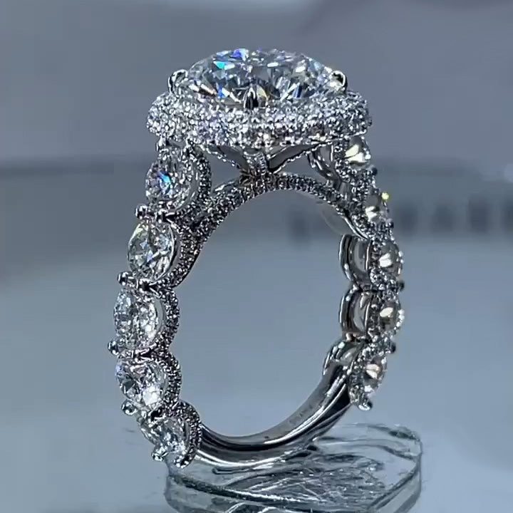 6ct Round Cut Pave Engagement Ring