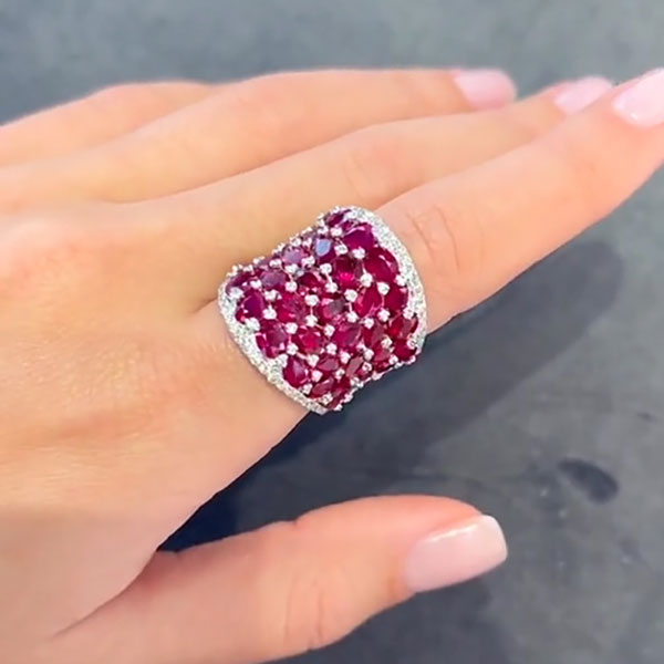 25ctw Oval Cut Ruby Saddle Ring -JOSHINY