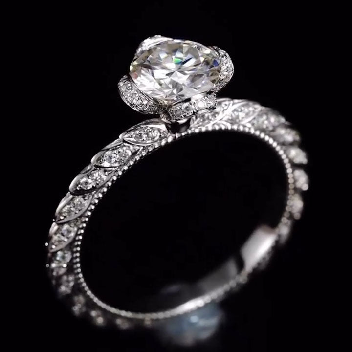 Charming 3.33ct Round Cut Flower Engagement Ring -JOSHINY