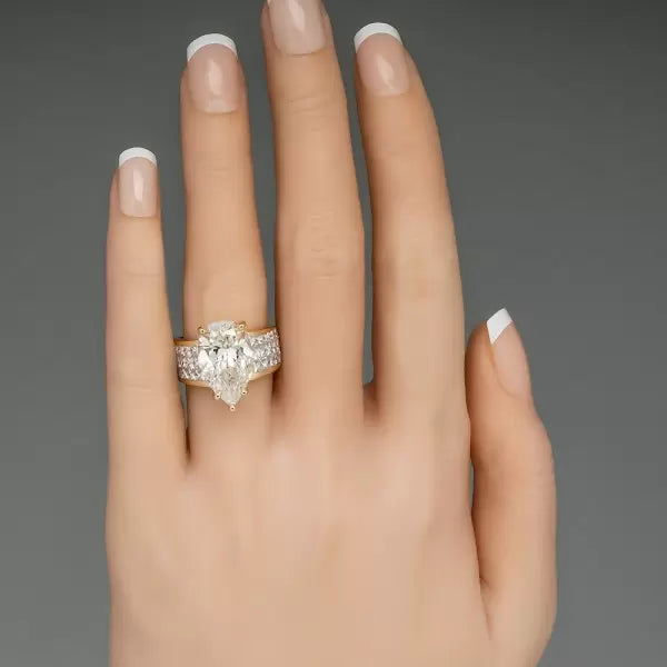 10ct Pear Cut Wide Shank Engagement Ring