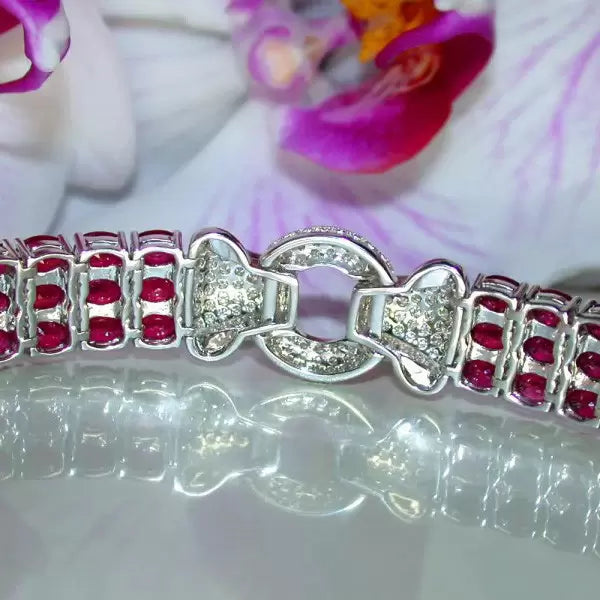 33ctw Ruby Vintage Pave Set Bracelet