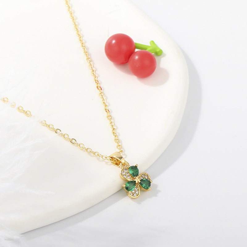 2.7ctw Pear Shaped Clover Pendant Necklace -JOSHINY