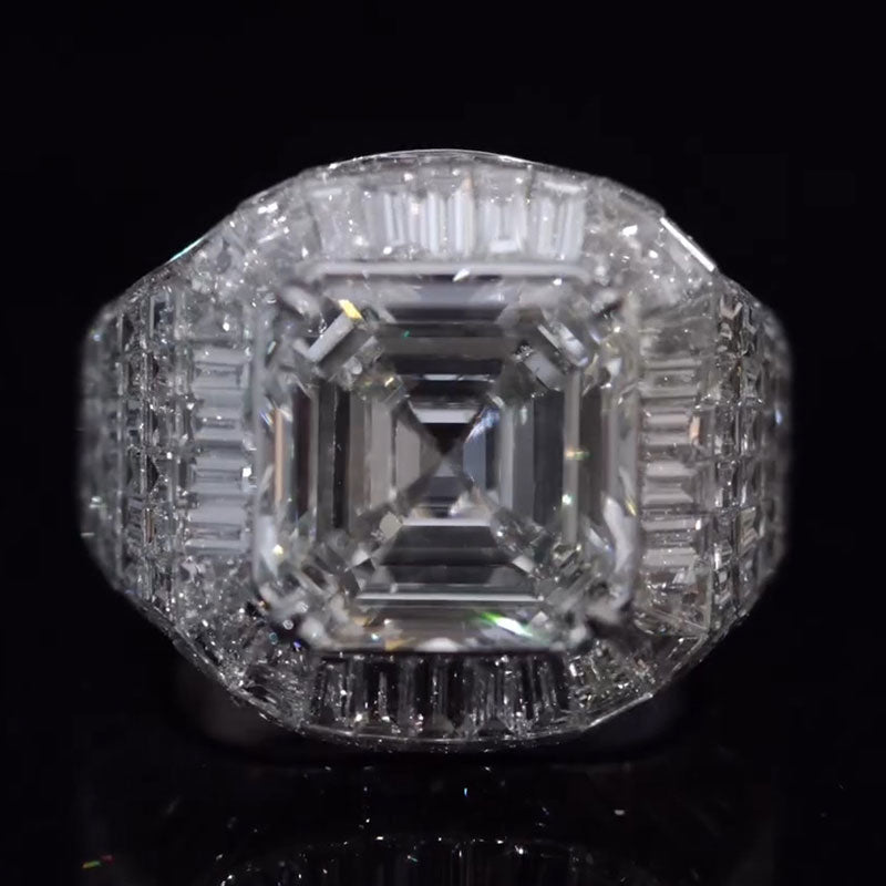 Crazy 13ct Asscher Cut Diamond Chandelier Ring -JOSHINY