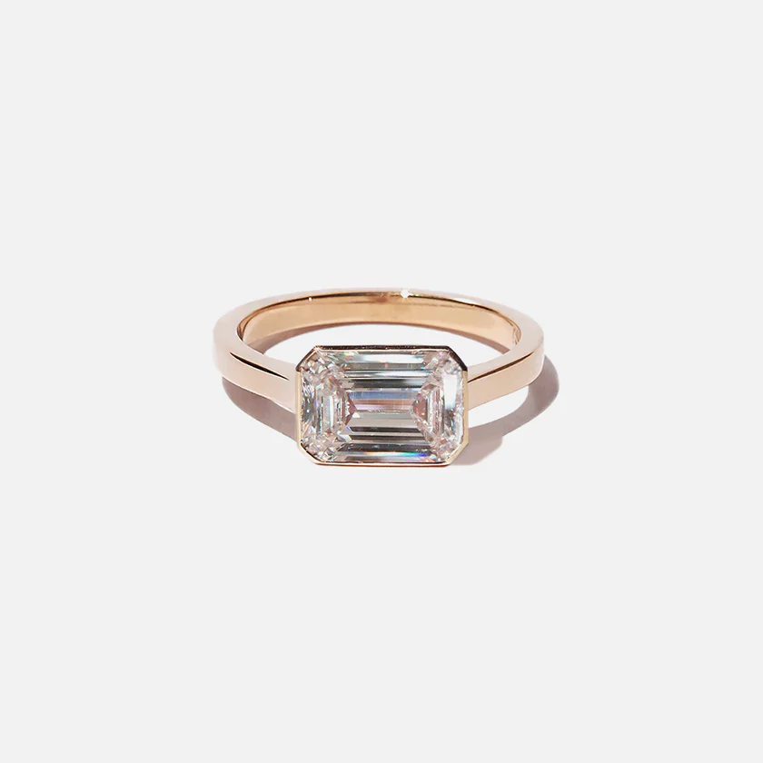 Minimalist Design 2 Carat Emerald Cut White Gemstone Engagement Ring