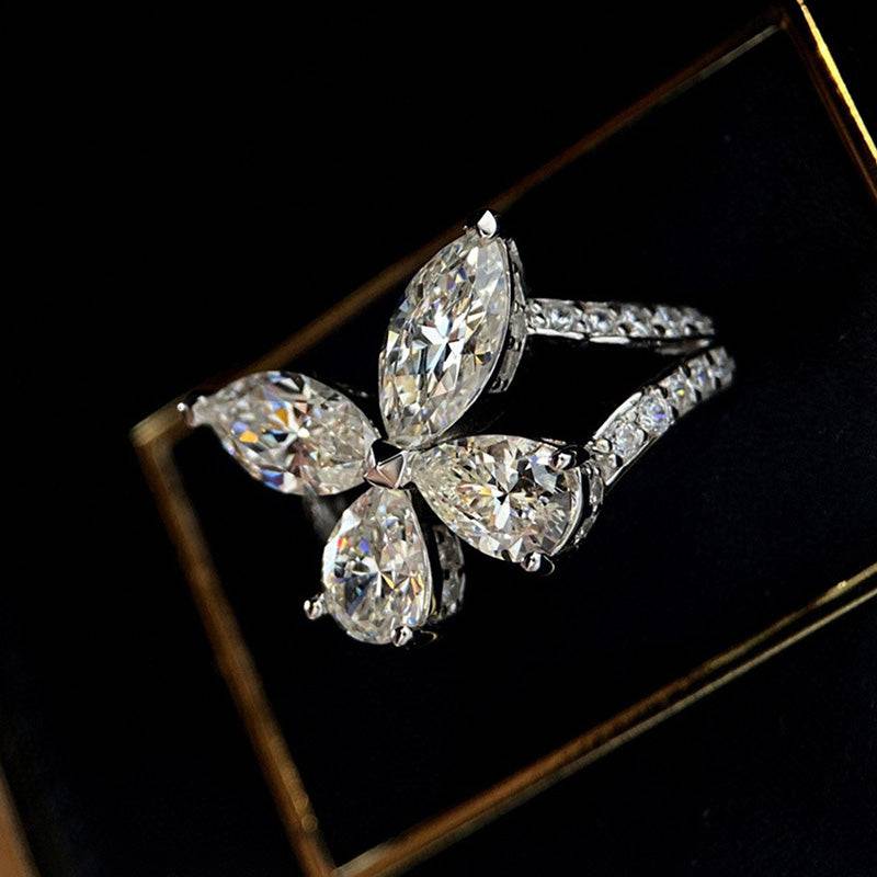 2.0ctw Butterfly Design Sterling Silver Promise Ring -JOSHINY