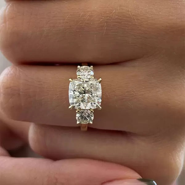 2.5ctw Cushion Cut Three Stone Engagement Ring