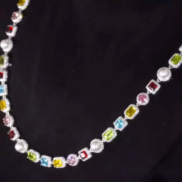 90ctw Multi-colour Gemstone Necklace-JOSHINY