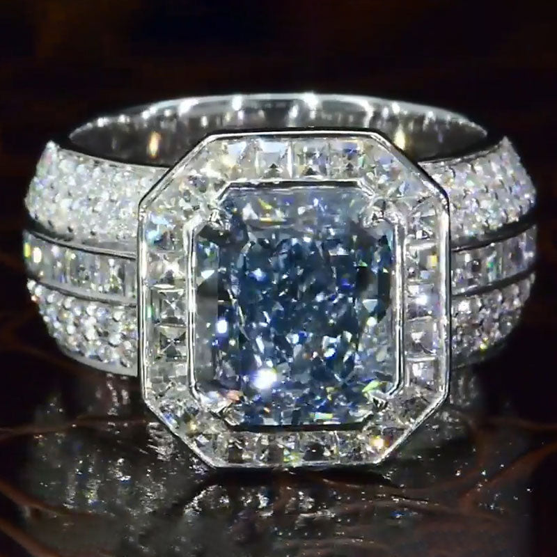 5.5ct Vivid Fancy Blue Diamond Engagement Ring -JOSHINY