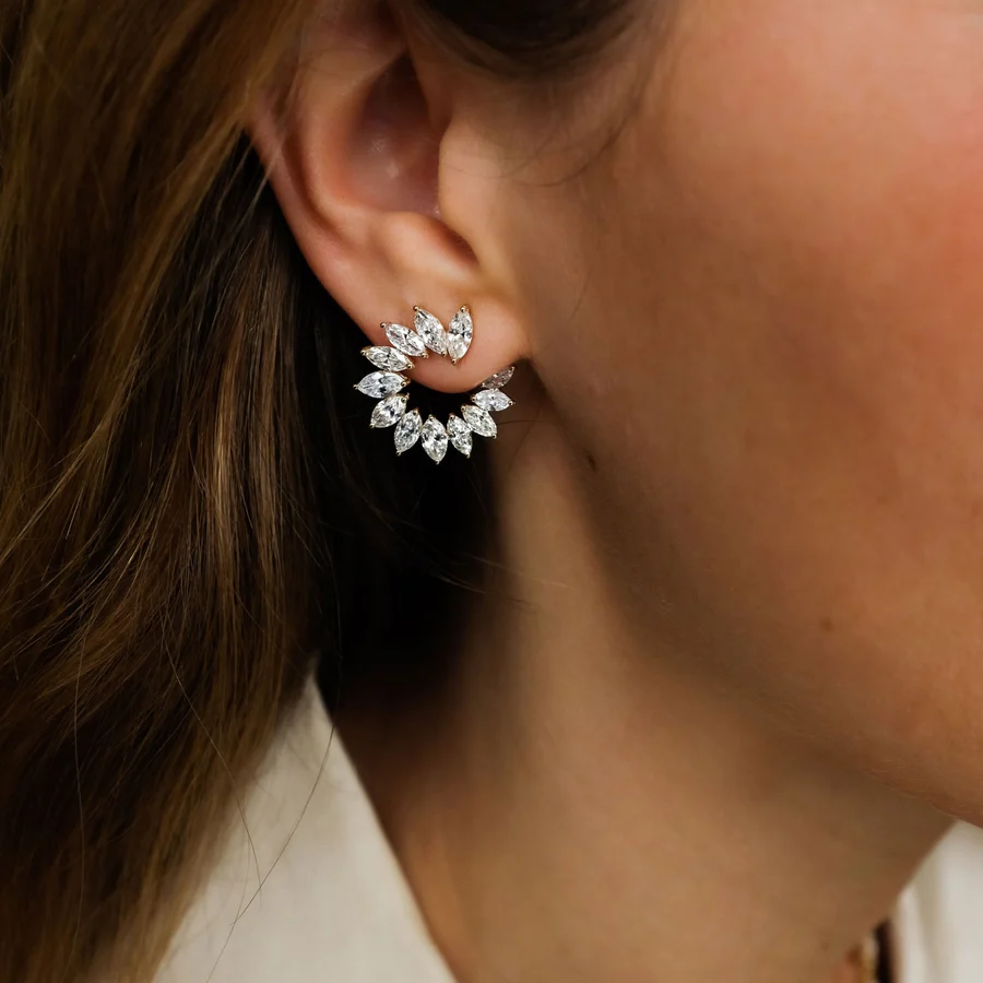 5.3ctw Marquise Cut White Gemstone Modern Earrings