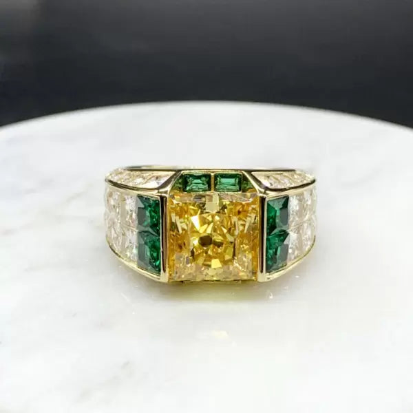 5.6 ctw Avant-Garde Yellow Princess Cut Gemstone Ring