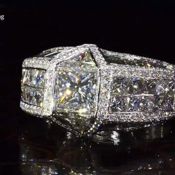 Unique 3.3ct Princess Square Diamond Ring -JOSHINY