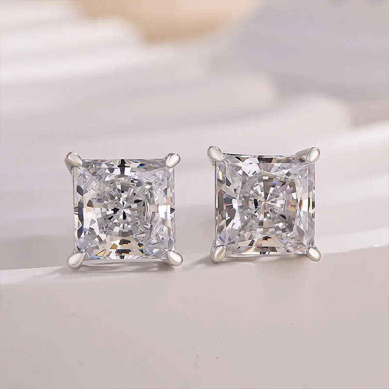 2.0ct Classic Princess Cut Diamond Stud Earrings -JOSHINY