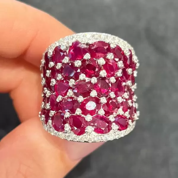 25ctw Oval Cut Ruby Saddle Ring -JOSHINY