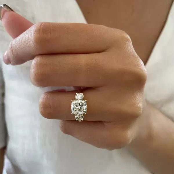 2.5ctw Cushion Cut Three Stone Engagement Ring