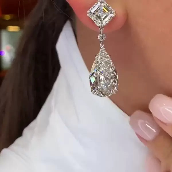 23.36ct Pear Cut Diamond Earrings