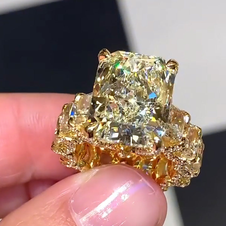 12ct Radiant Cut Yellow Diamond Ring -joshiny