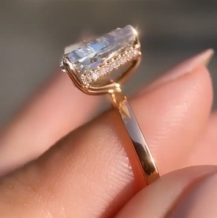 3.03ct Triangle Cut Rose Gold Ring -JOSHINY