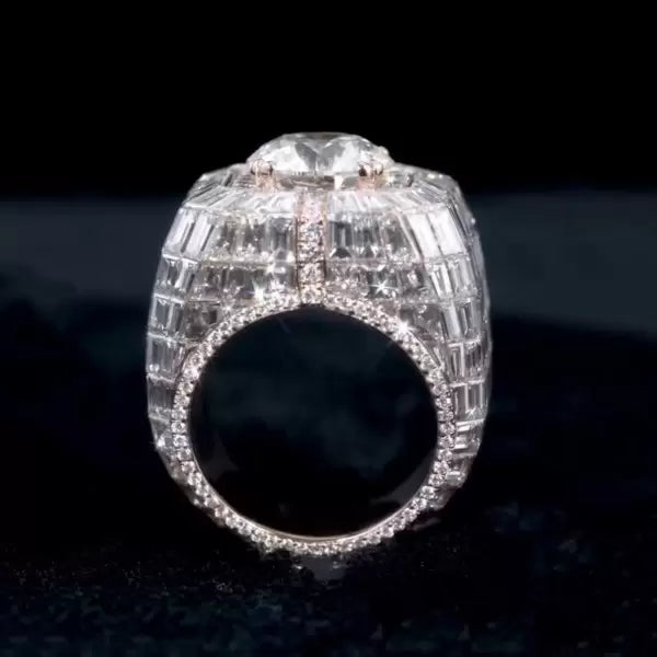 5ct Round Cut Pavé Diamond Ring-JOSHINY