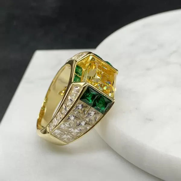 5.6 ctw Avant-Garde Yellow Princess Cut Gemstone Ring