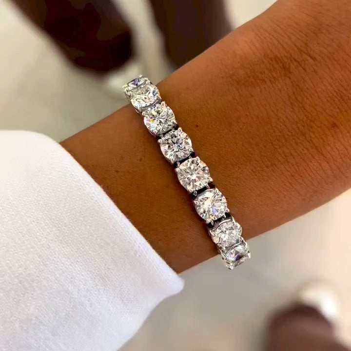 30ctw White Round Cut Tennis Bracelet -joshiny