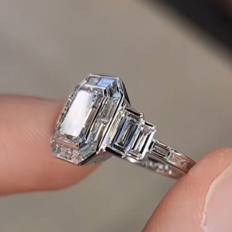 4.5ct Emerald Cut Engagement Ring-JOSHINY