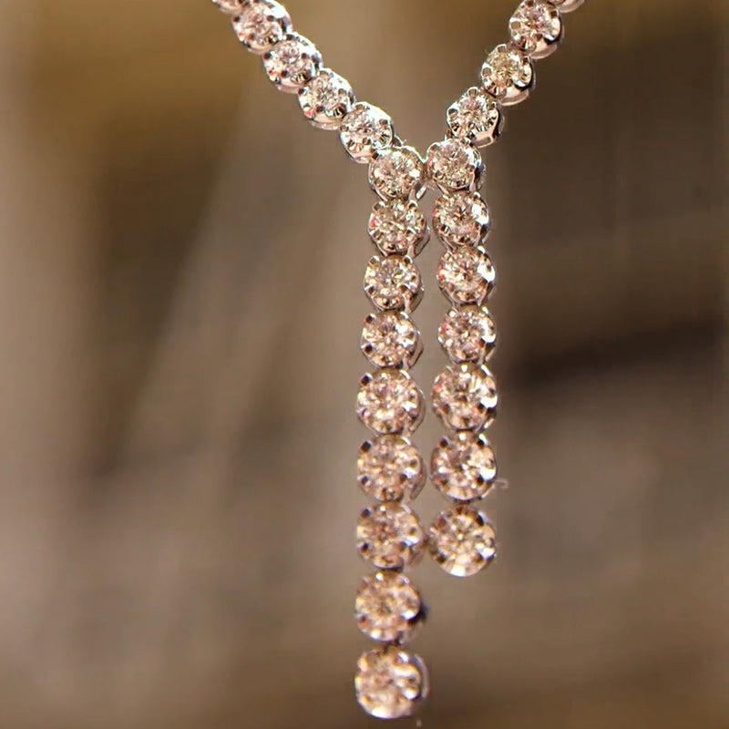 50ctw Linear Sparkling Slim Pendant Necklace -JOSHINY