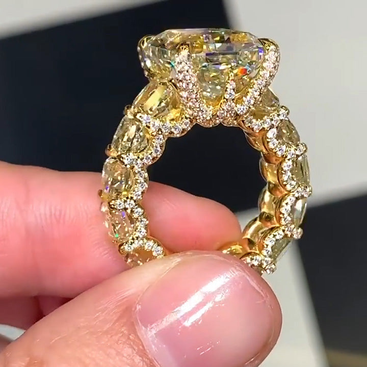 12ct Radiant Cut Yellow Diamond Ring -joshiny